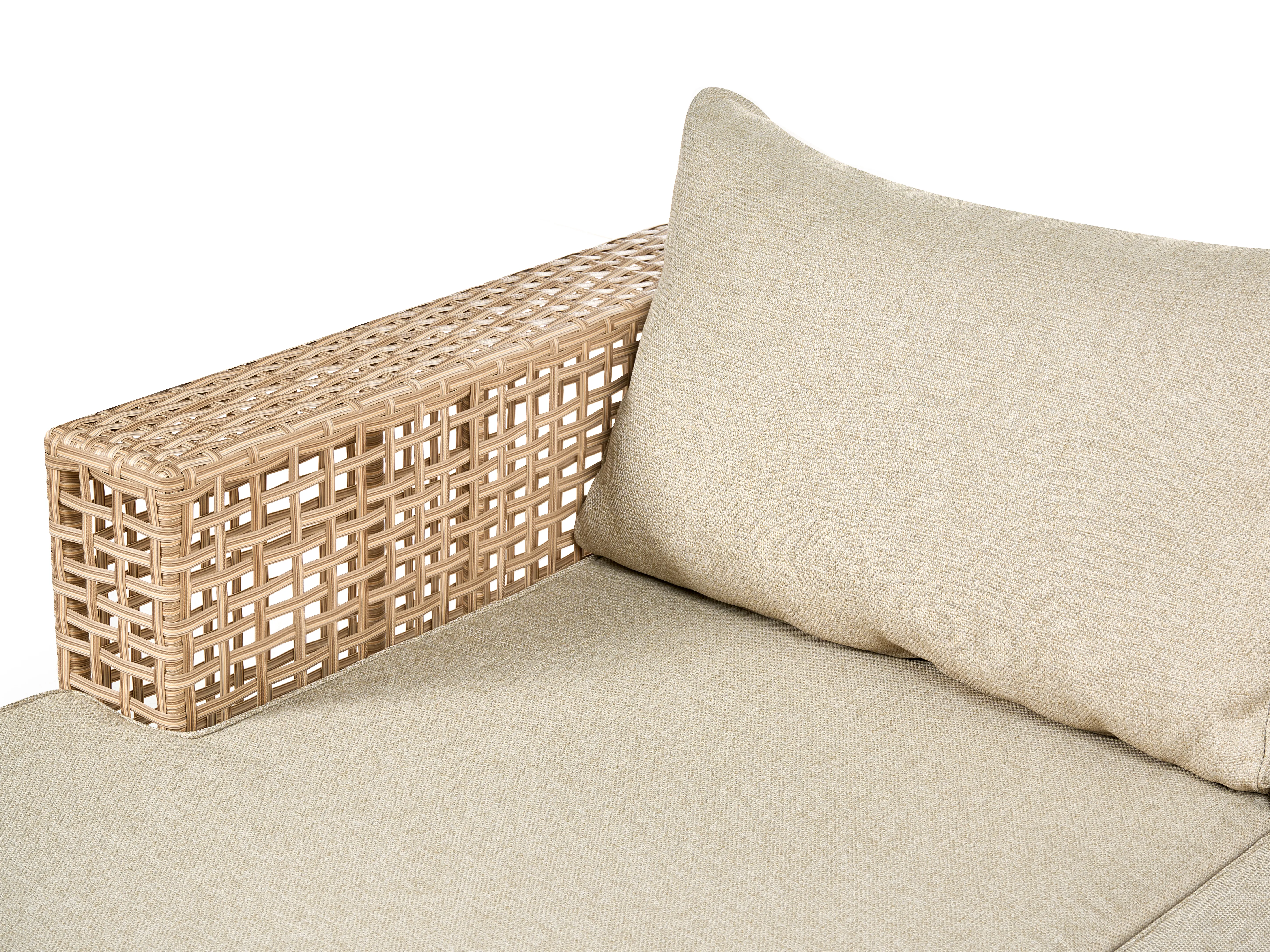 Loungeset met tafel 4-zits CALASETTA rechtszijdig PE rotan Beige