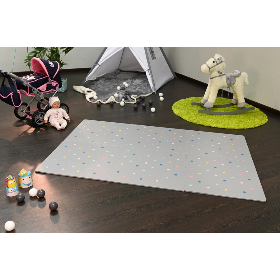 knorr toys® Softteppich Matte, grau Punkte