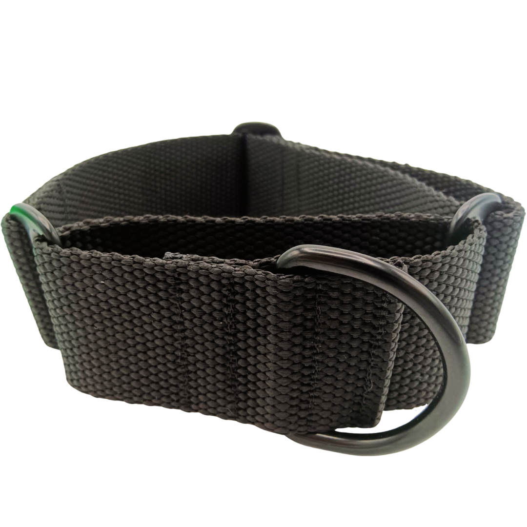 EGV - Coleira Martingale. Coleira artesanal para galgo, fabricada na Espanha (Preta)