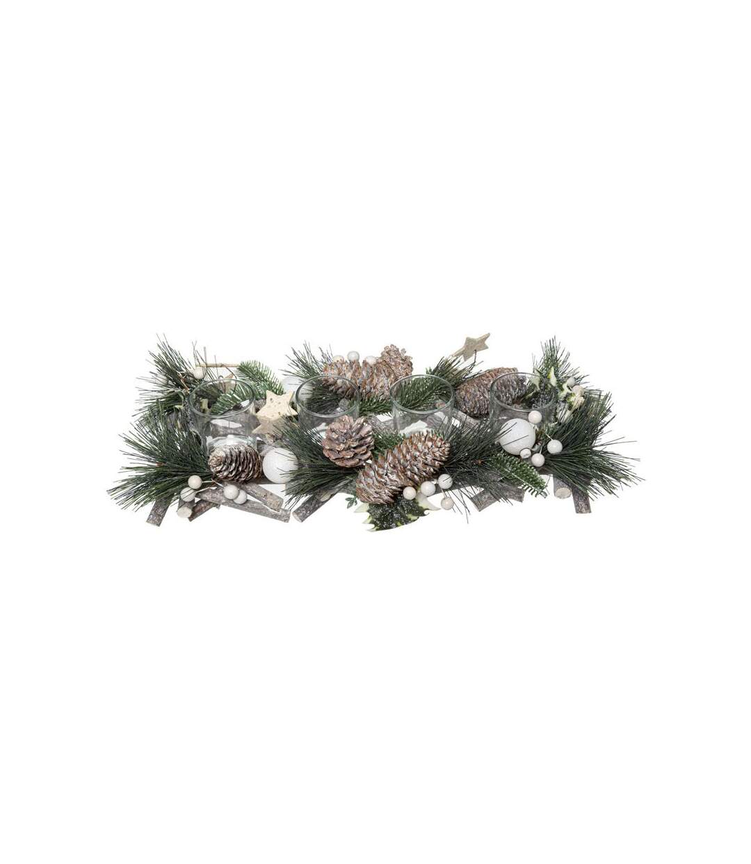 Centre de Table 4 Photophores Cocon 39cm Vert