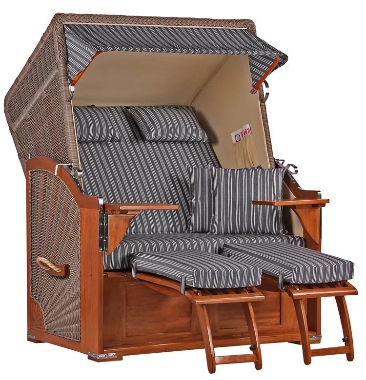 Strandstoel Nordstrand mahonie PE grijs design 500