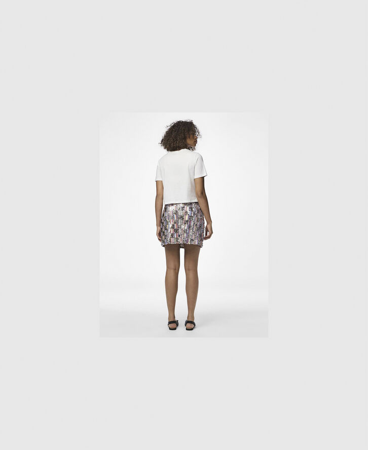 Pieces PCNAINA MW SHORT SEQUINS SKIRT WVN Cloud dancer/multi sequence
