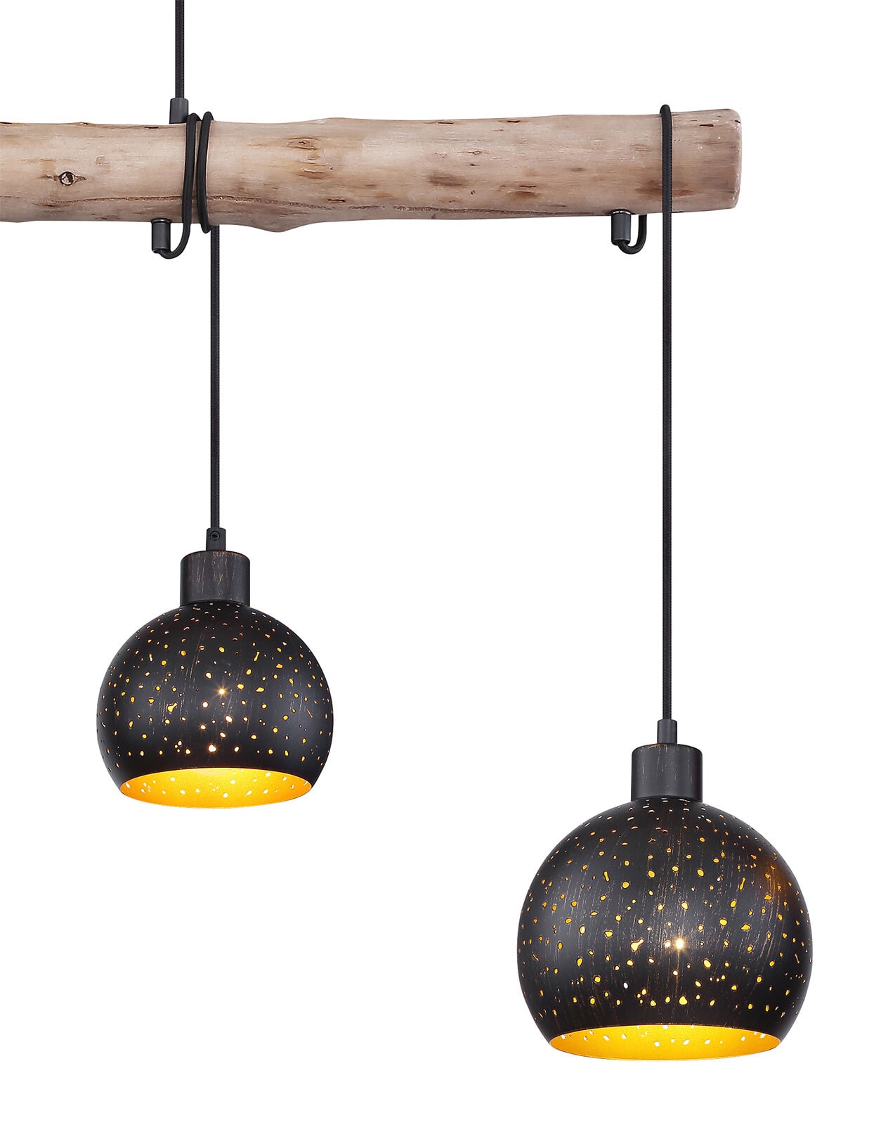ADAJA Pendellampe schwarz 15452-4H, B/H/T: 100 x 120 x 18 cm, Metall, Holz