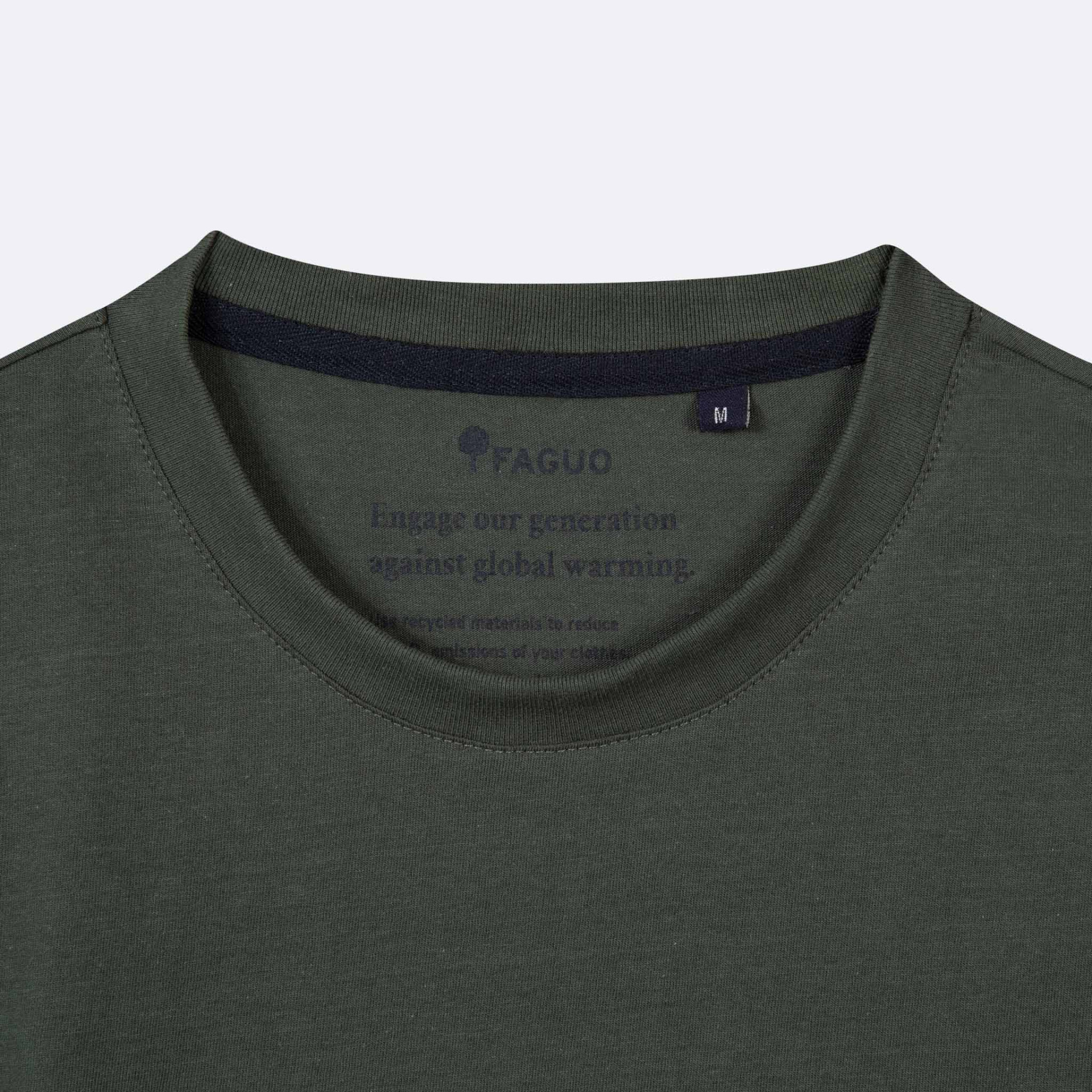 T-shirt col rond vert foncé Homme des bois coton et coton recyclé - modèle Arcy