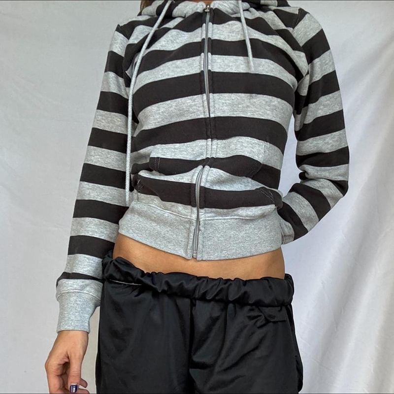BrickBlack - Gestreepte hoodie met rits