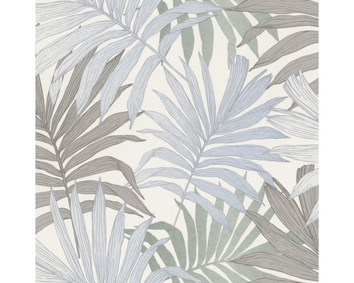 Vliesbehang 252644 Bambino XIX palmbladeren blauw