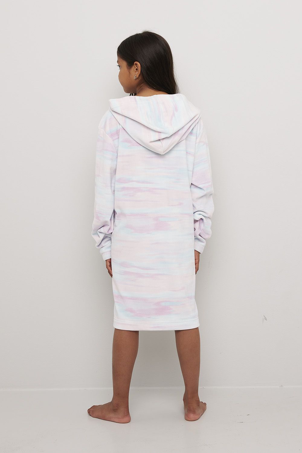 Lang hettegenser i fleece Rainbow