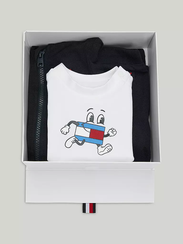 TOMMY HILFIGER Baby Set 3tlg Sweatjacke, T-Shirt und Hose dunkelblau