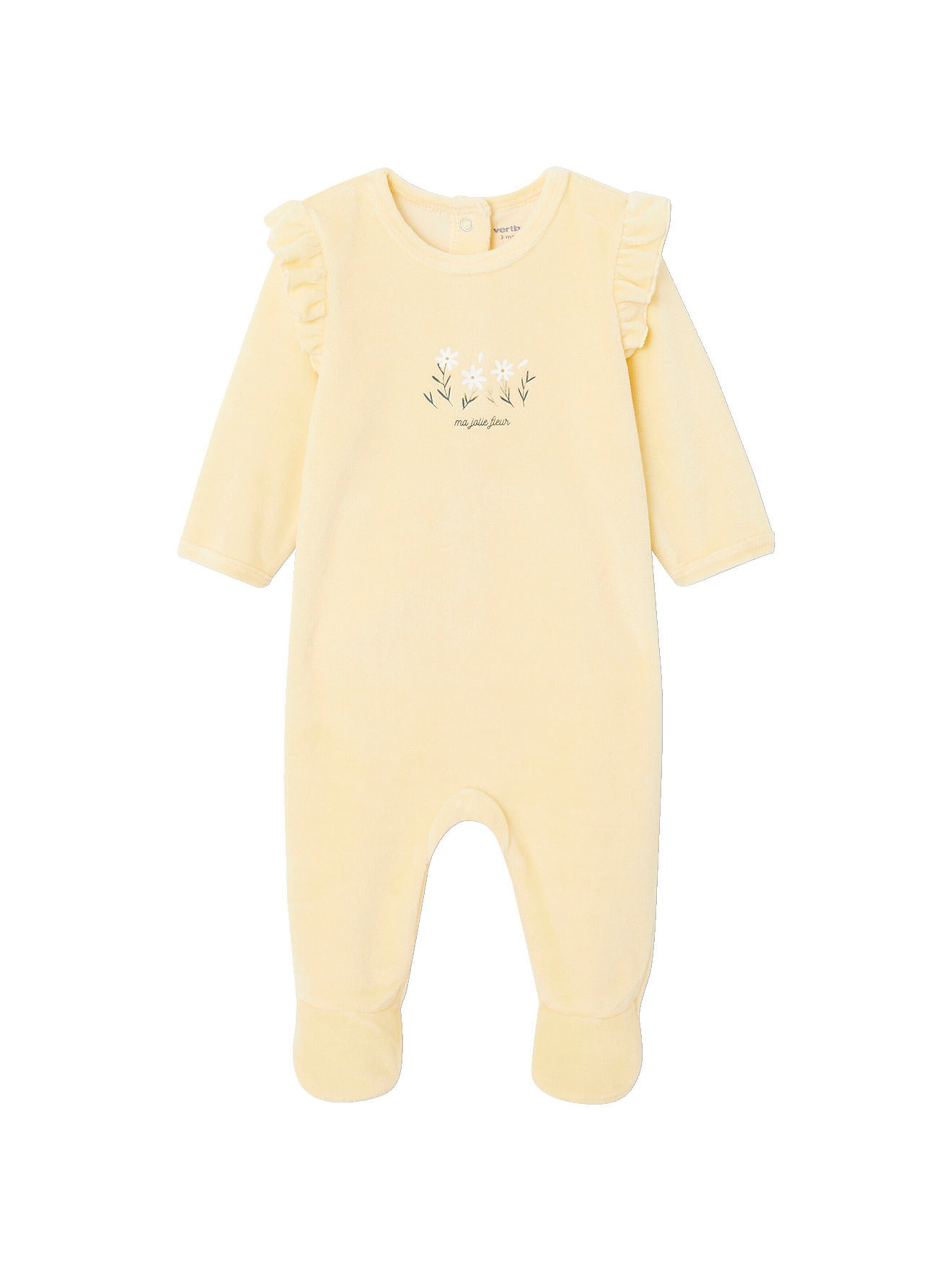 Vertbaudet 2er-Pack Baby Samt-Strampler hellgelb