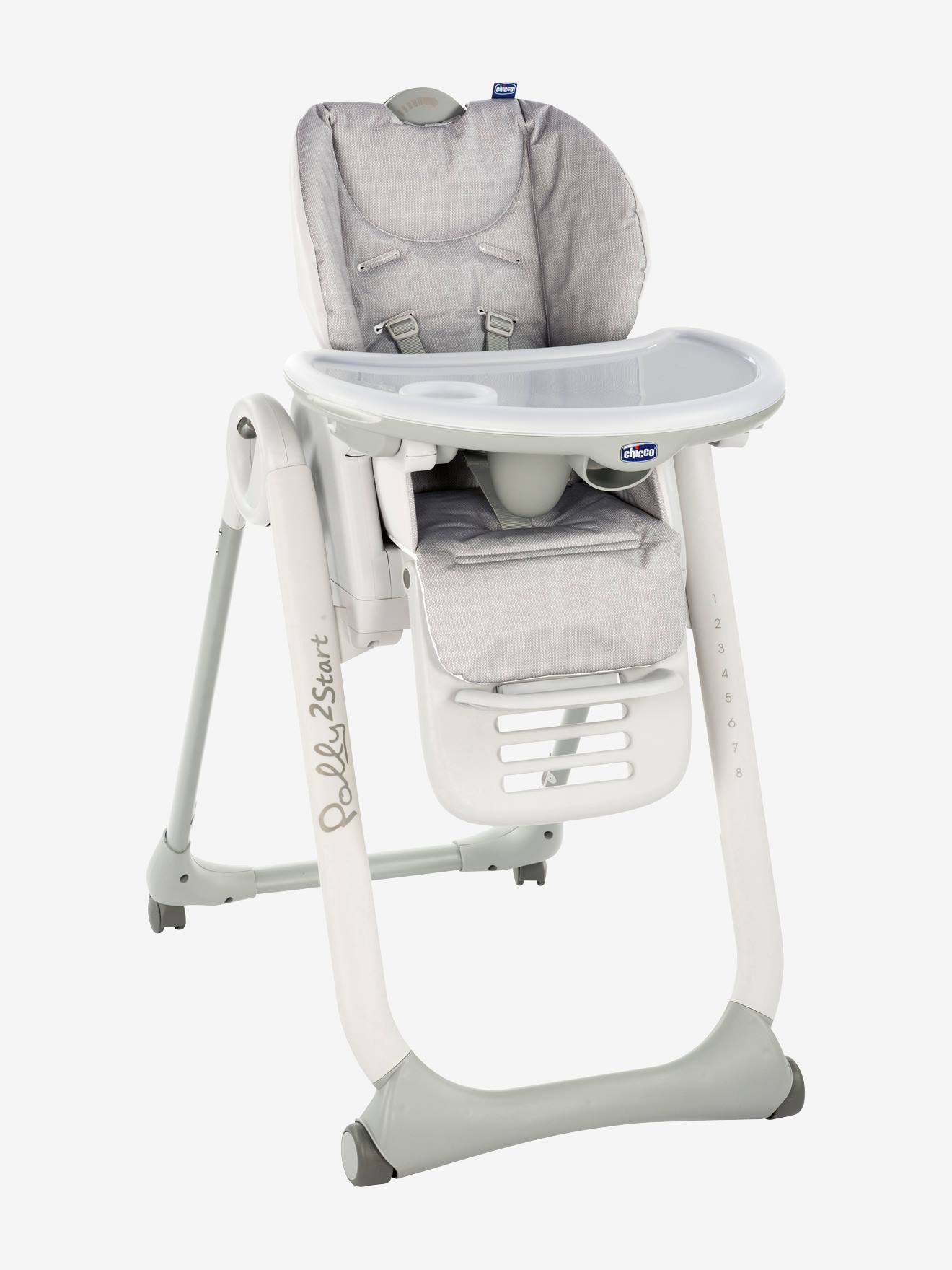 Cadeira alta CHICCO Polly2Start, cinza claro com estampa