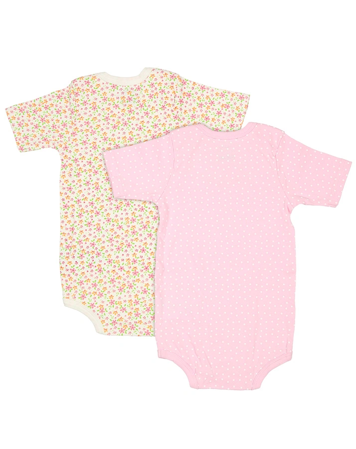 Kurzarm-Body BLUMEN 2er-Pack in rosa/weiß