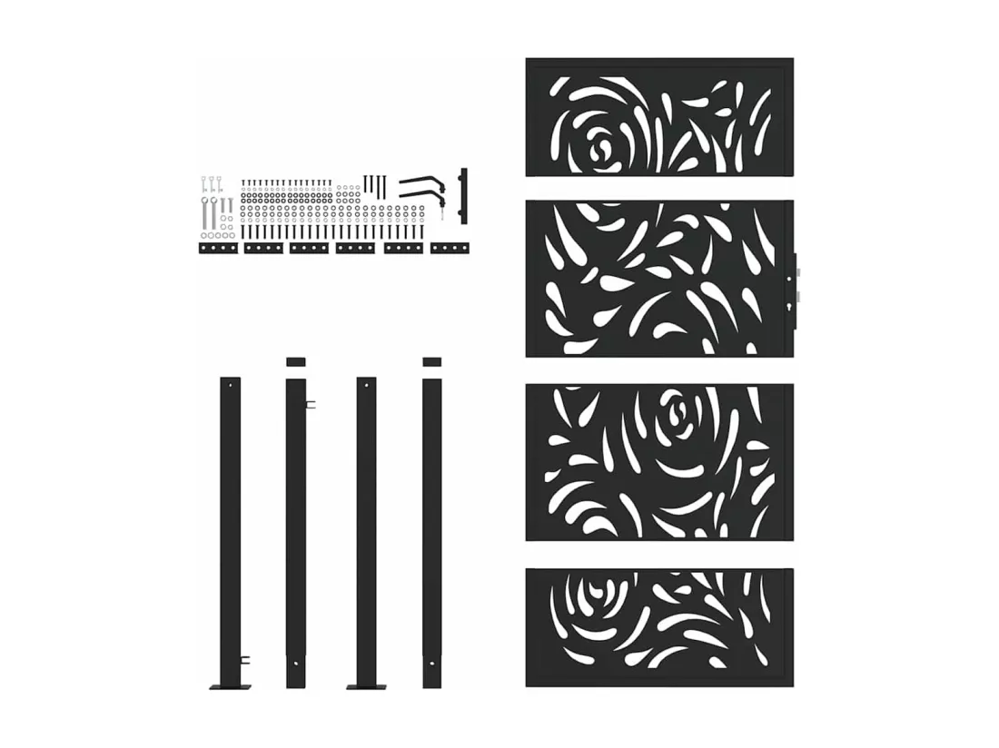 Portail de jardin noir 105x180 cm acier conception de flamme