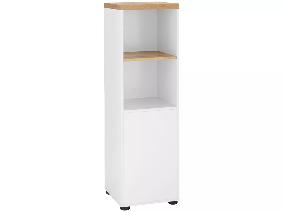 Armoire avec 1 porte et 1 étagère en MDF blanc et chêne