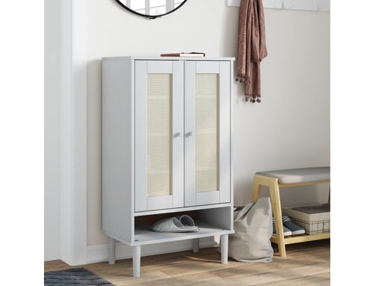 VIDAXL - Armoire à chaussures senja aspect rotin blanc bois massif