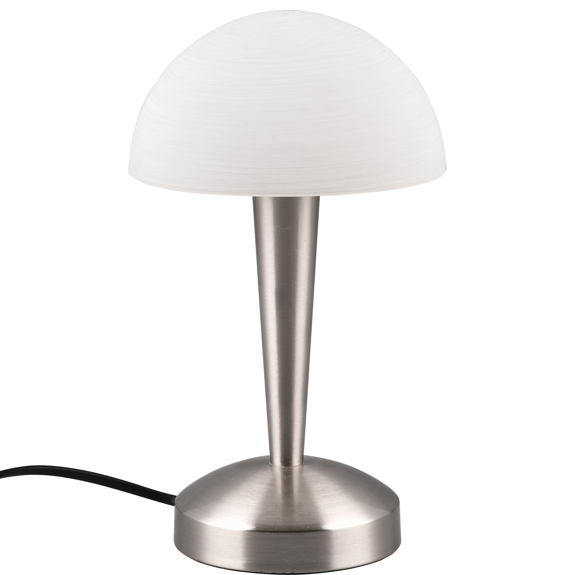 LED-Touch-Tischleuchte - Nickel matt - weiß - Glasschirm
