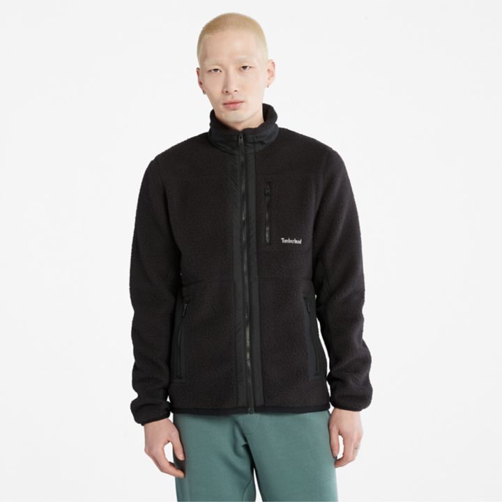 Jaqueta de lã Sherpa masculina na cor preta.