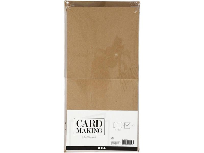 Creativ Company Blankokarte 15 x 15 cm 50 Sets, Braun Karten Kraftpapier