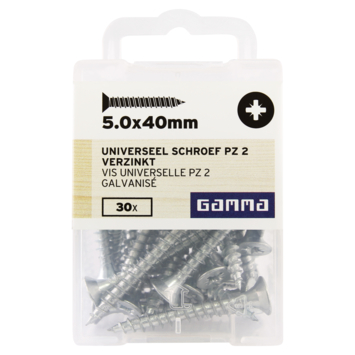GAMMA schroef universeel platkop verzinkt 5.0x40 mm 30 stuks