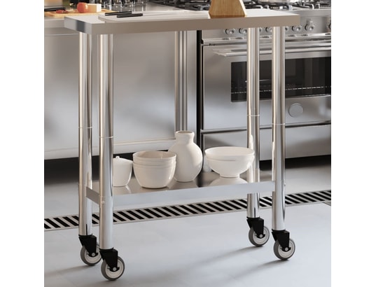VIDAXL - Mobilier de cuisine Table de travail de cuisine avec roues 82,5x30x85 cm inox