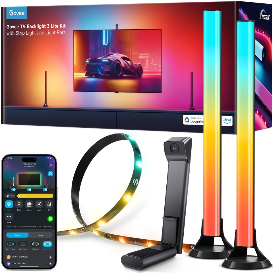 Govee – TV Baggrundsbelysning 3 Lite Kit med Lysstrip og Lysbar