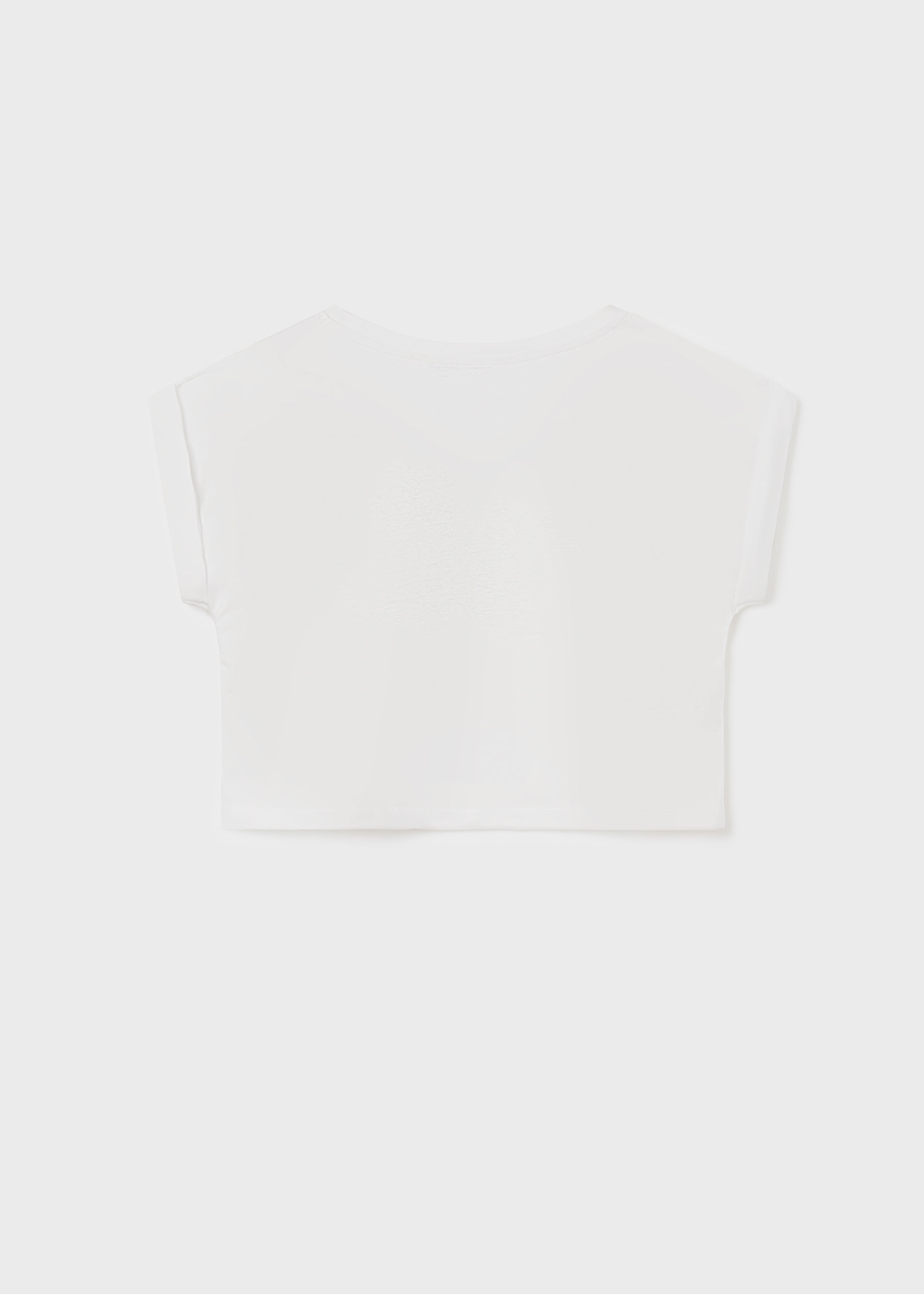 Camiseta de manga curta para meninas, feita de algodão sustentável.