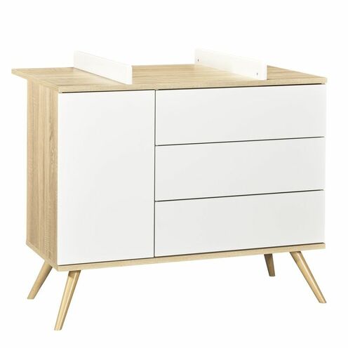 Commode 1 porte et 3 tiroirs blancs SEVENTIES - SAUTHON
