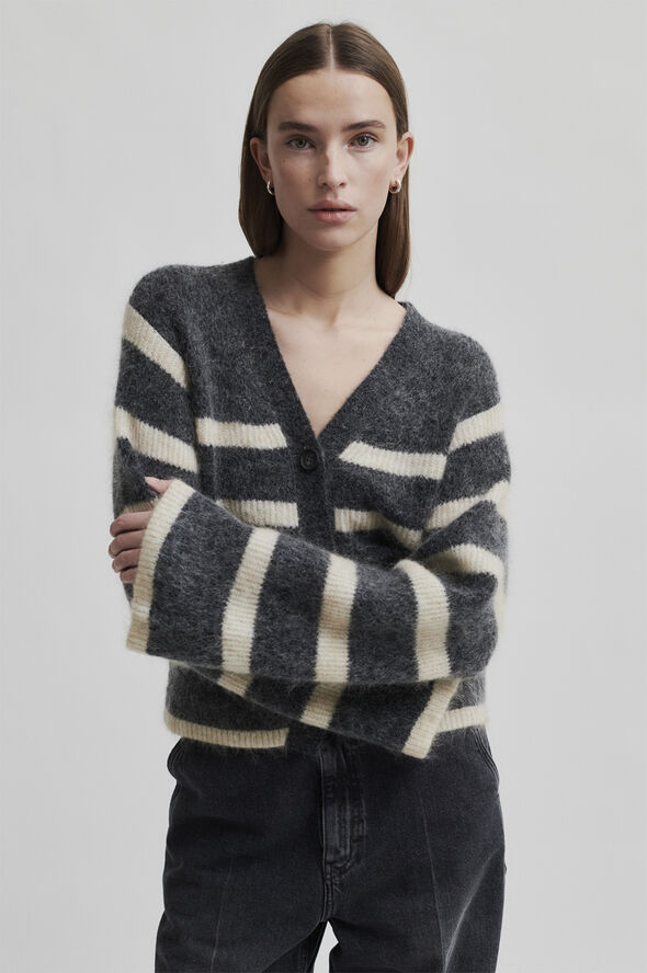 Second Female Ovalis Mohair Blend Knit Wide Sleeve Cardigan Volcanic ash