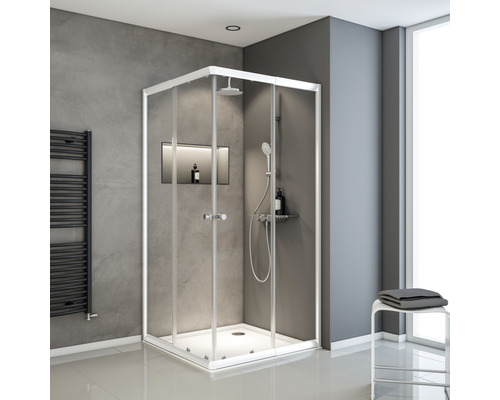 Hoekinstap SCHULTE Sunny ExpressPlus 75 - 90 cm profielkleur wit helder glas
