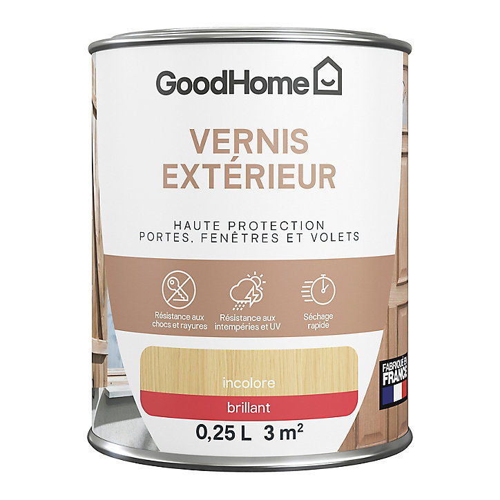 Vernis extérieur bois brillant incolore GoodHome 0,25L