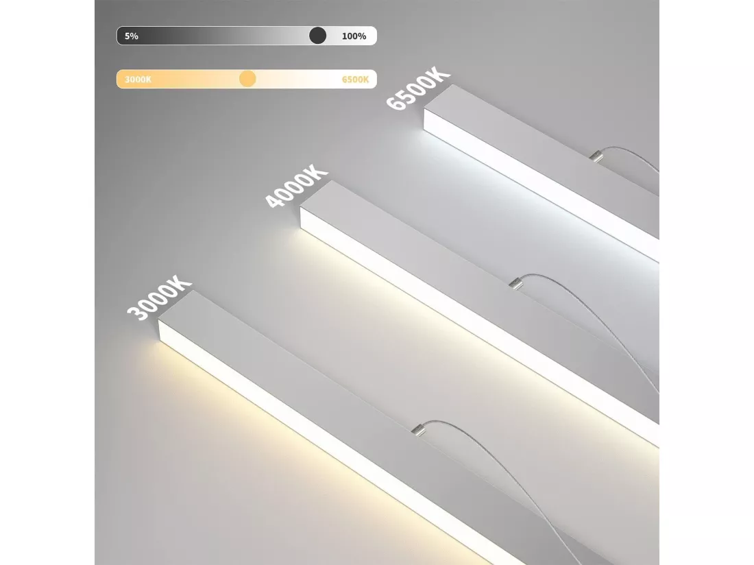 NETTLIFE Suspension LED Noir Diam.107CM Moderne 32W Dimmable Aluminium Hauteur Réglable avec Télécommande Long Linéaire pour Salle à Manger Bureau