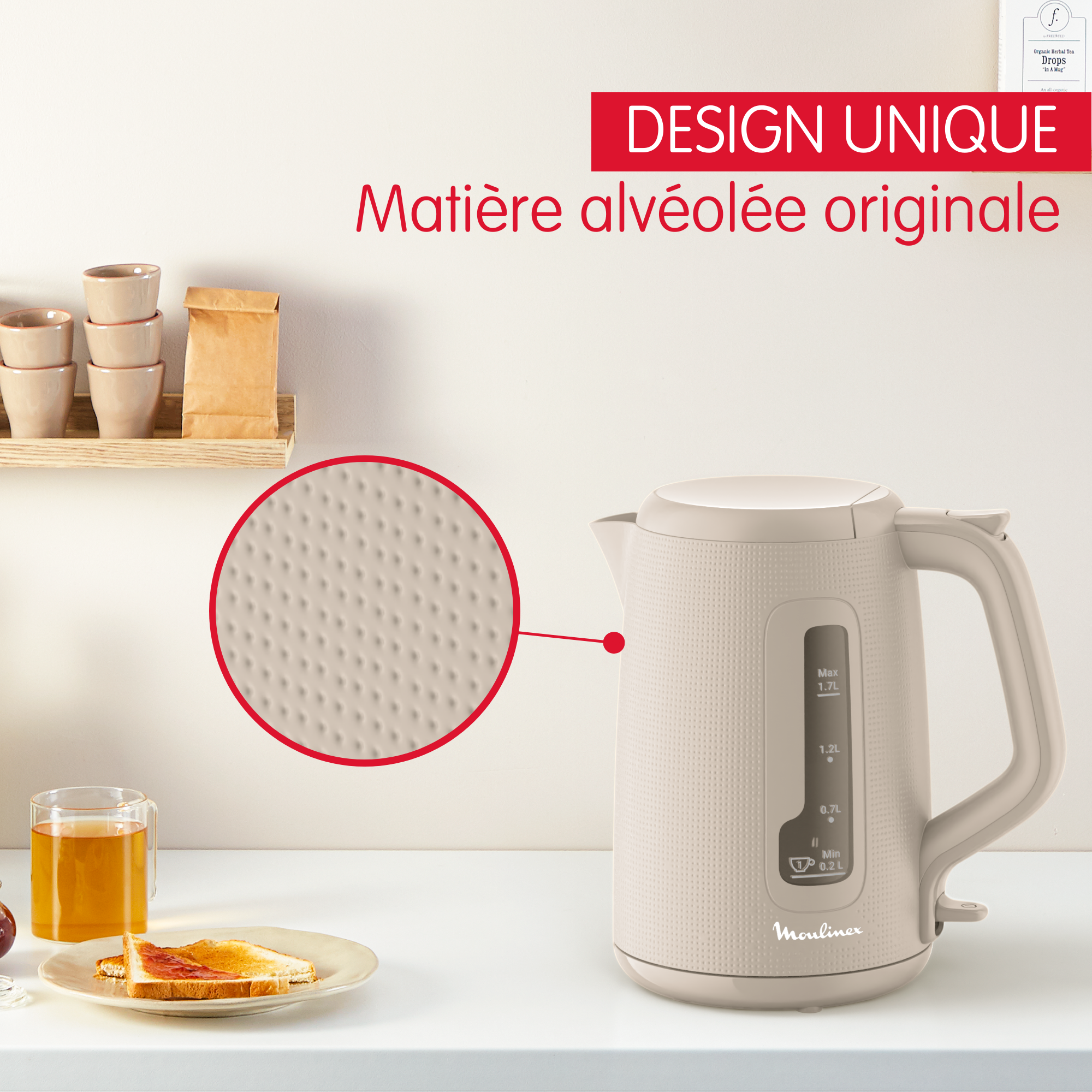 Bouilloire Morning 1.7 L Gris chaud