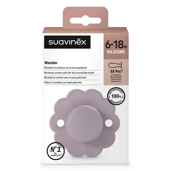 Suavinex, Wonder, Sucette réversible SXPRO 6/18mois Wonder - Mist lavander