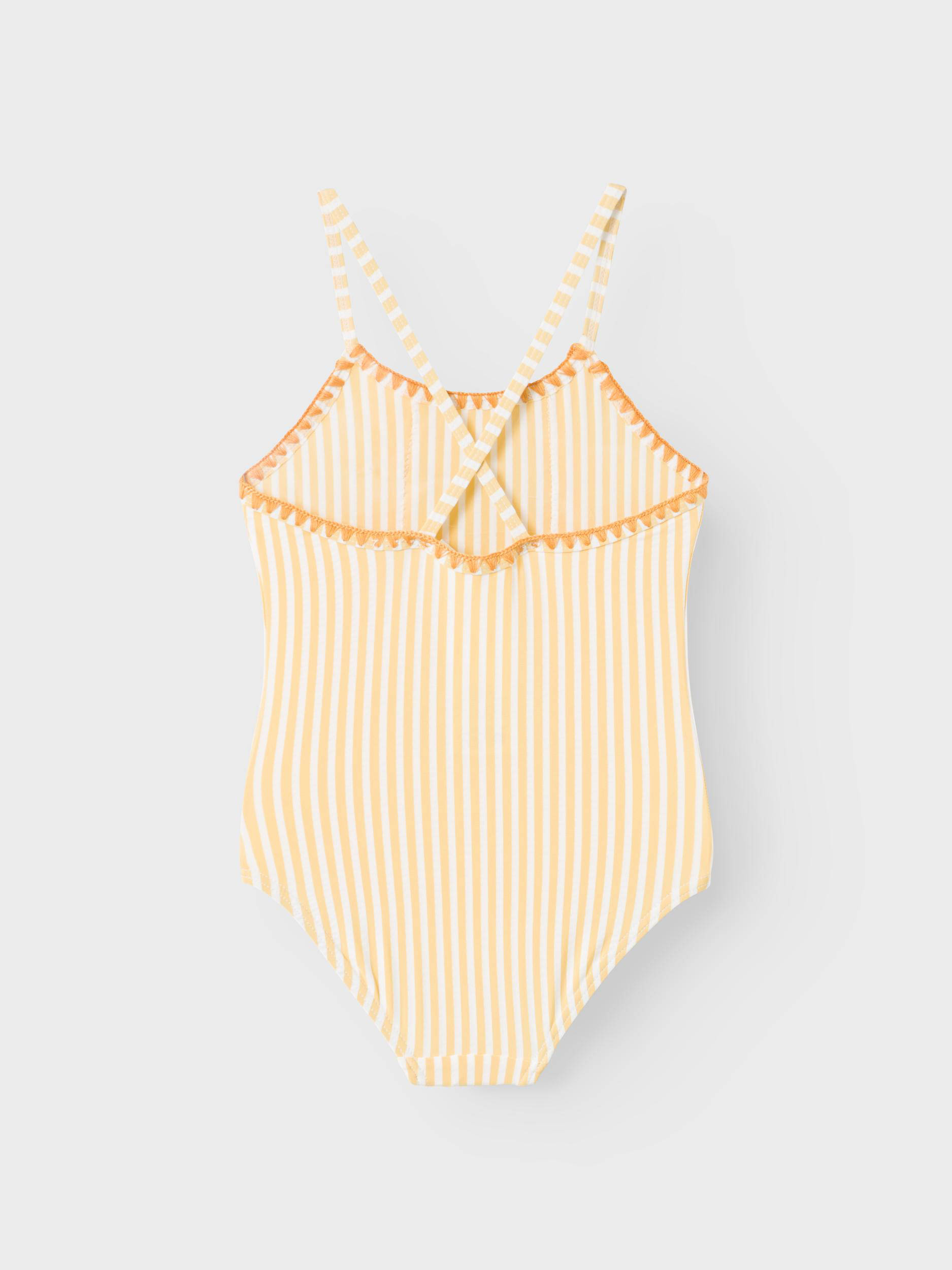 LIL' ATELIER badpak NMFFARROW met ruches geel/wit