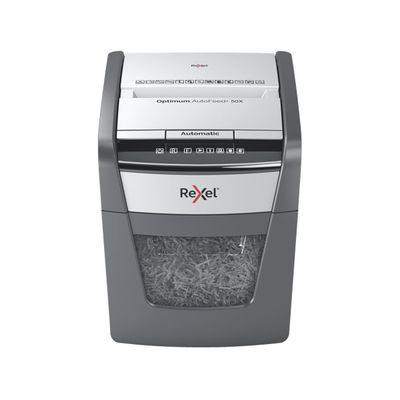 Rexel Optimum Auto+ 50X - destructeur de documents coupe croisée - 50 feuilles - Corbeille 20 litres