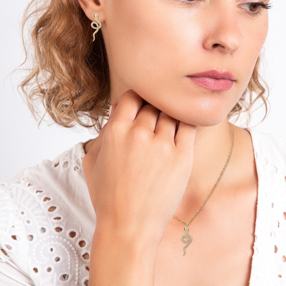 Parure collier et boucles d'oreilles serpent par SC Bohème ornée de Cristaux scintillants