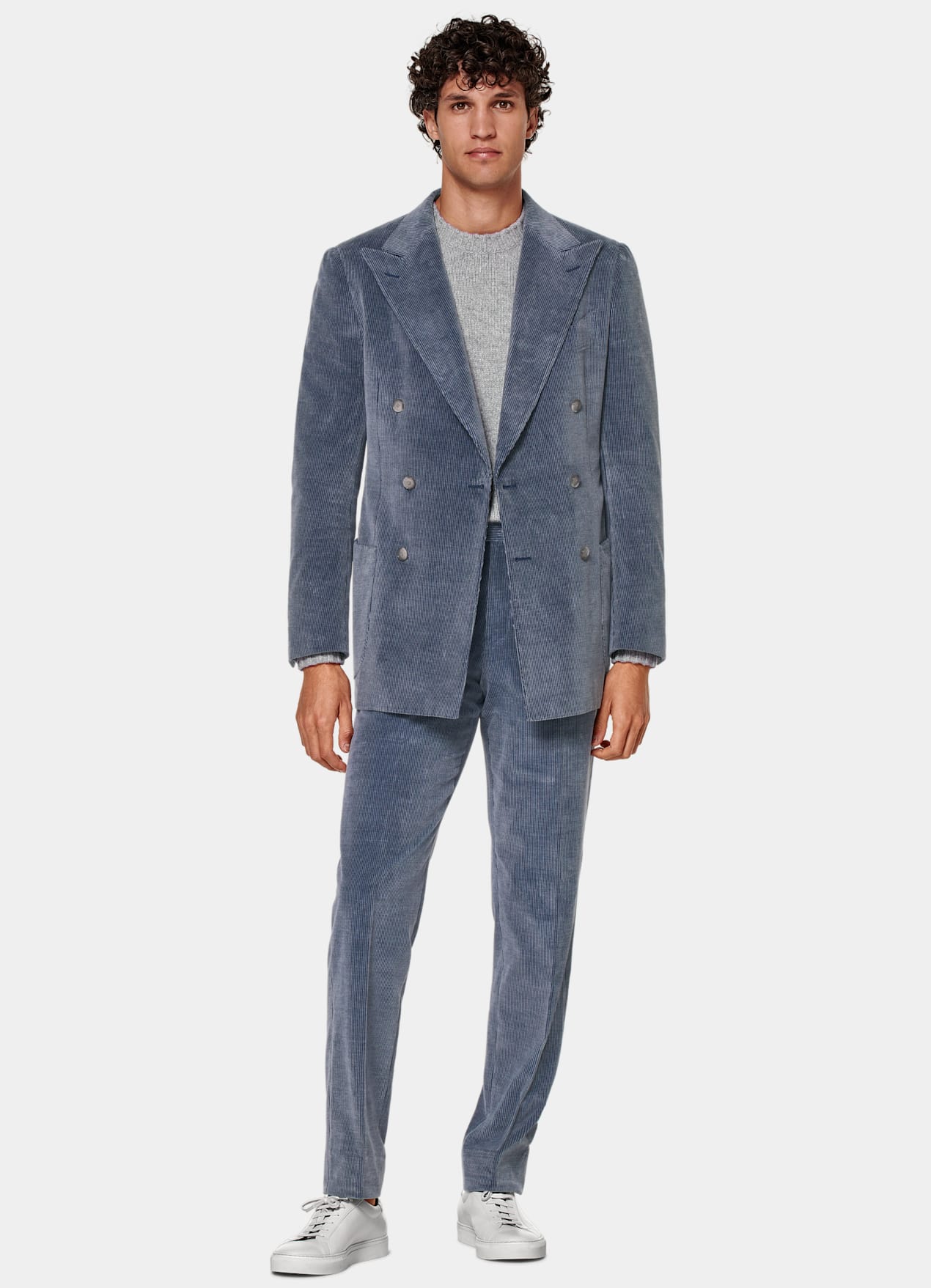 Costume Havana coupe Tailored bleu moyen