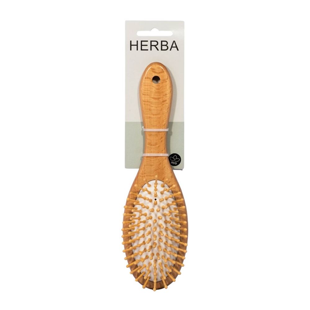 HERBA Haarbürste mit Holzstiften<br>1 Stück, oval Buchenholz
