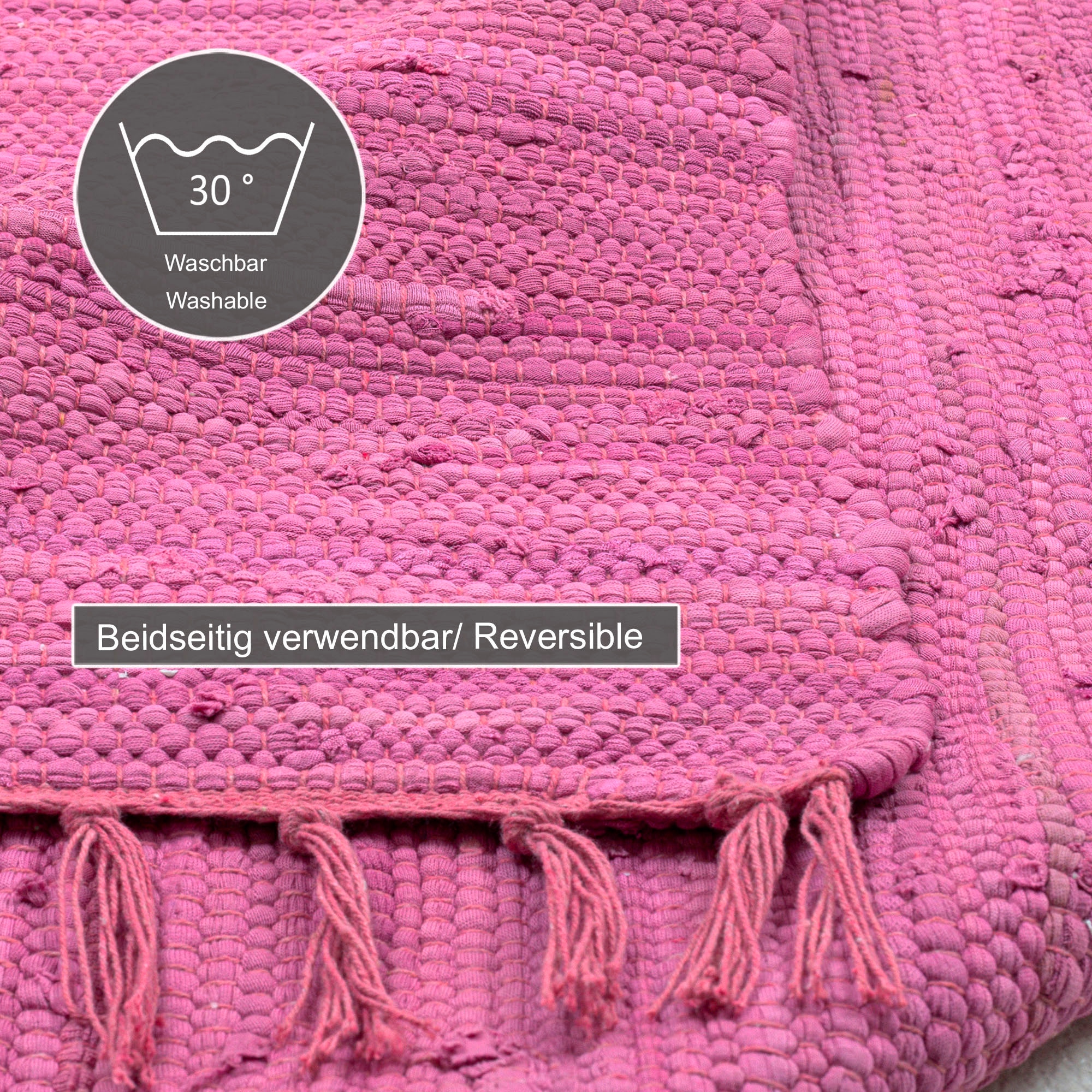 THEKO Teppich »Happy Cotton Fleckerl, handgewebt« rechteckig 5 mm Höhe Flachgewebe, reine Baumwolle, meliert, mit Fransen, auch als Läufer