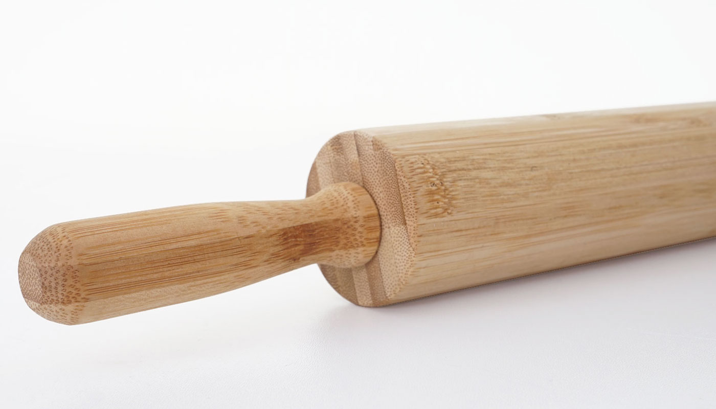 Teigrolle MCW-B71, Nudelholz Wellholz Ausroller Rollholz Teigwalze Teigausroller Holzroller Holzwalze, Bambus 44x5cm