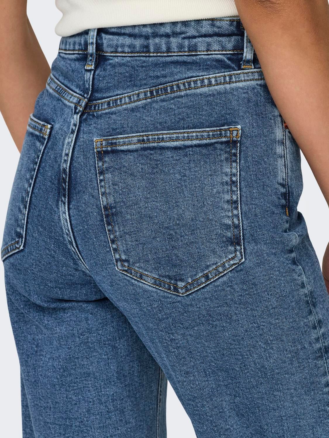 ONLJUICY Hohe Taille Weiter Beinschnitt Jeans Medium Blue Denim