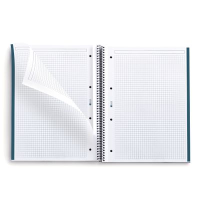 THE ORIGINAL NOTEBOOK, couverture rigide, A4, quadrillage 5x5 mm, 80 feuilles de 1 couleur, Miquelrius, Aqua.