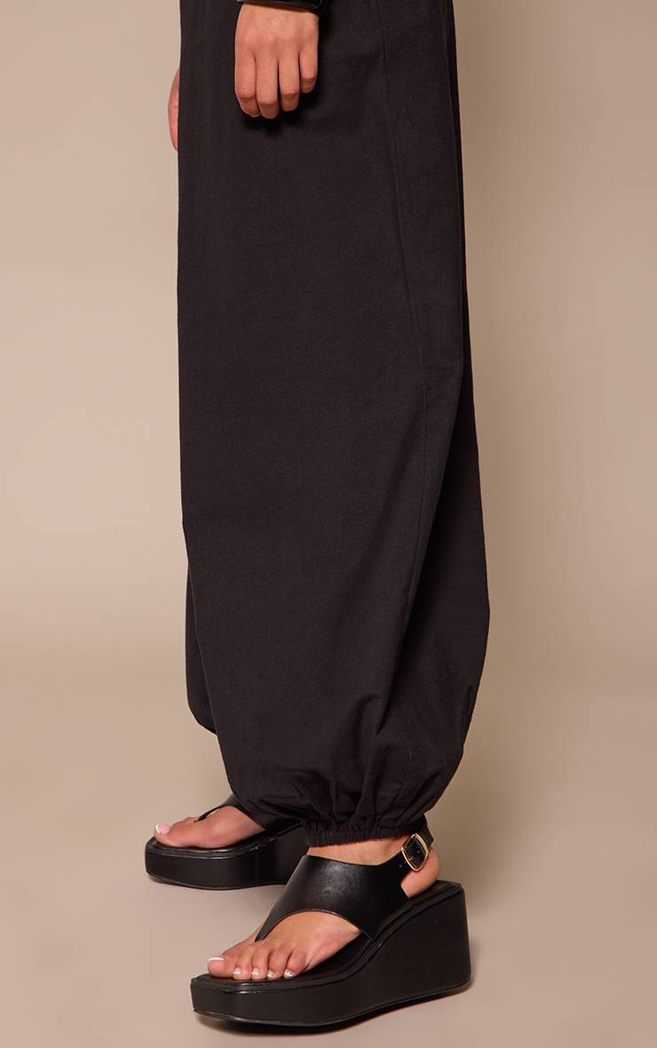 Noir Sandales Compensées À Bride Orteil Et Empeigne Haute Avec Boucle