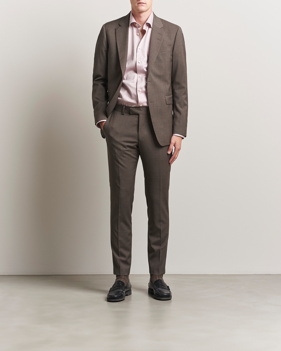 Eton Slim Fit Signature Twill Shirt Brown