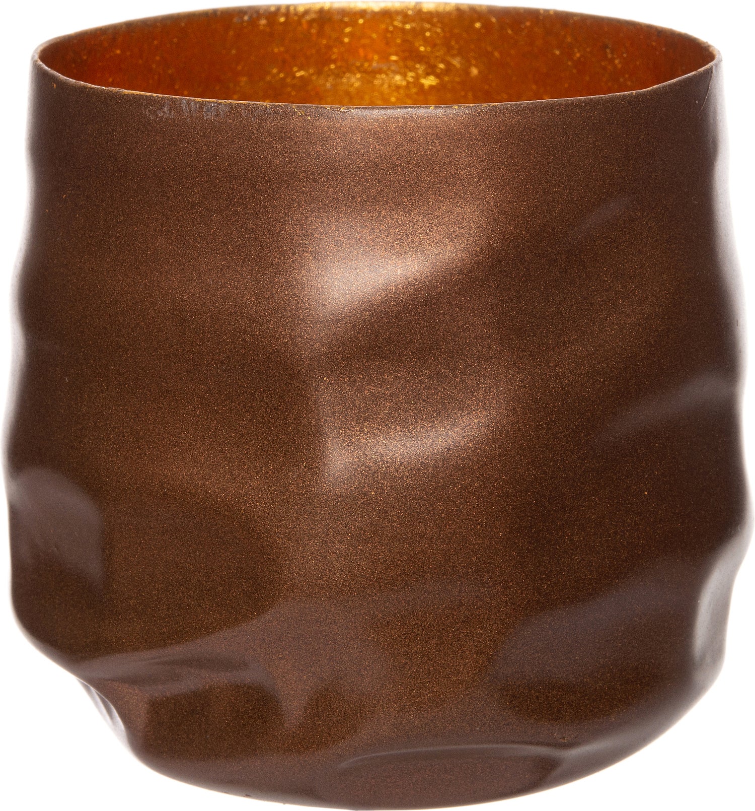 Intratuin waxinelichthouder Loki gegolfd koper / goud D 8 H 7 cm