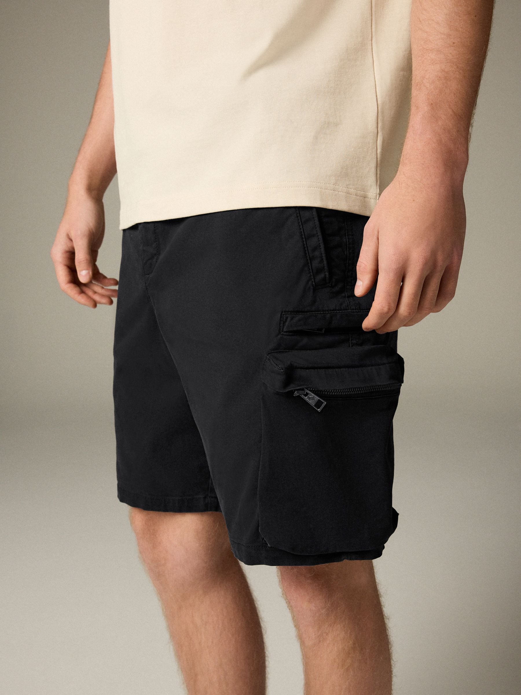 Zwart - Cargoshorts met 5 zakken
