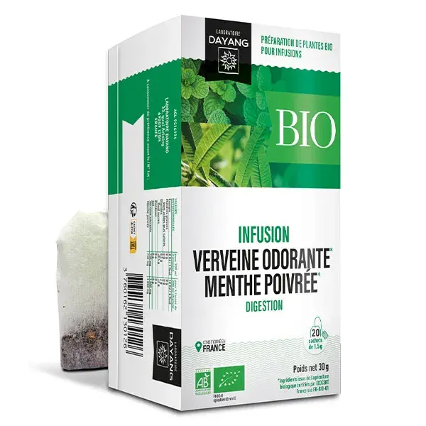 Infusão orgânica de hortelã e verbena Dayang, 20 sachês