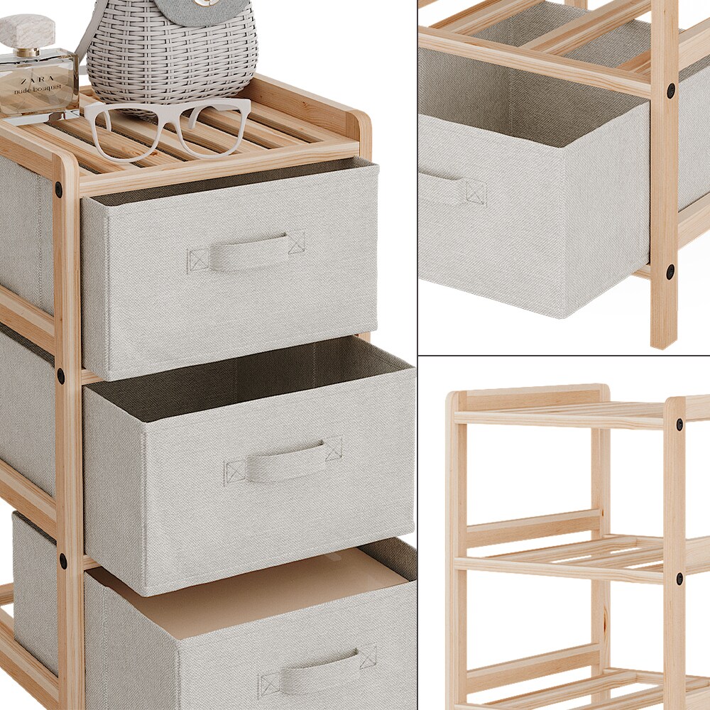 Vicco Badschrank Bruno Beige 34,5 x 67 cm mit 3 Stoffschubladen