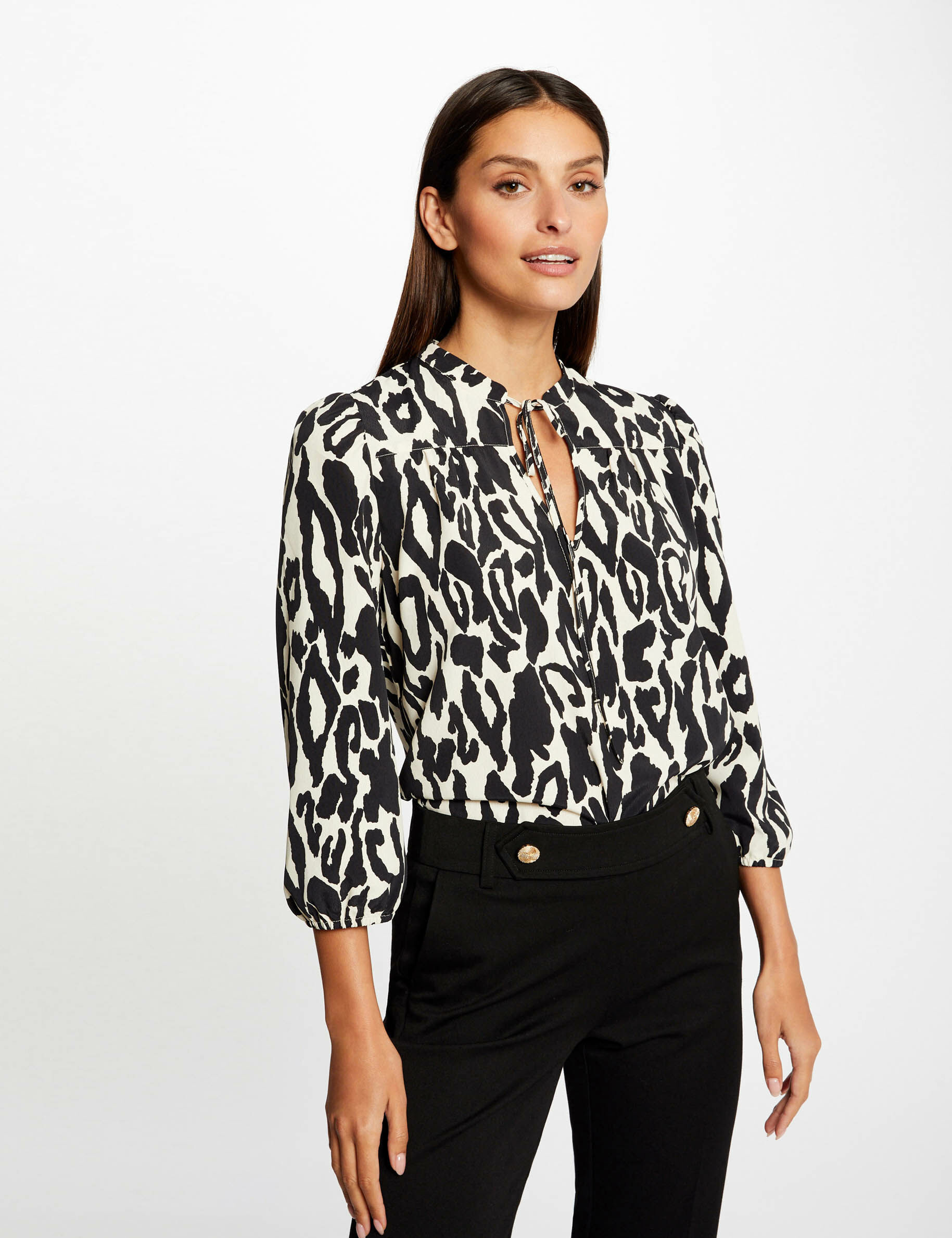 Blouse manches 3/4 imprimé animalier multico femme - multico