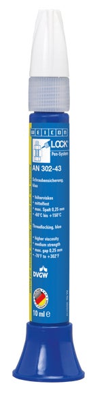 WEICONLOCK® AN 302-43 Schroefdraadborgmiddel | gemiddelde sterkte, hoge viscositeit, goedgekeurd voor drinkwatergebruik | 10 ml | blauw