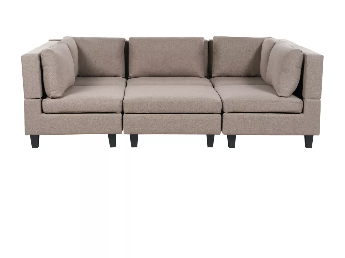 Canapé modulable 5 places en tissu marron avec ottoman UNSTAD